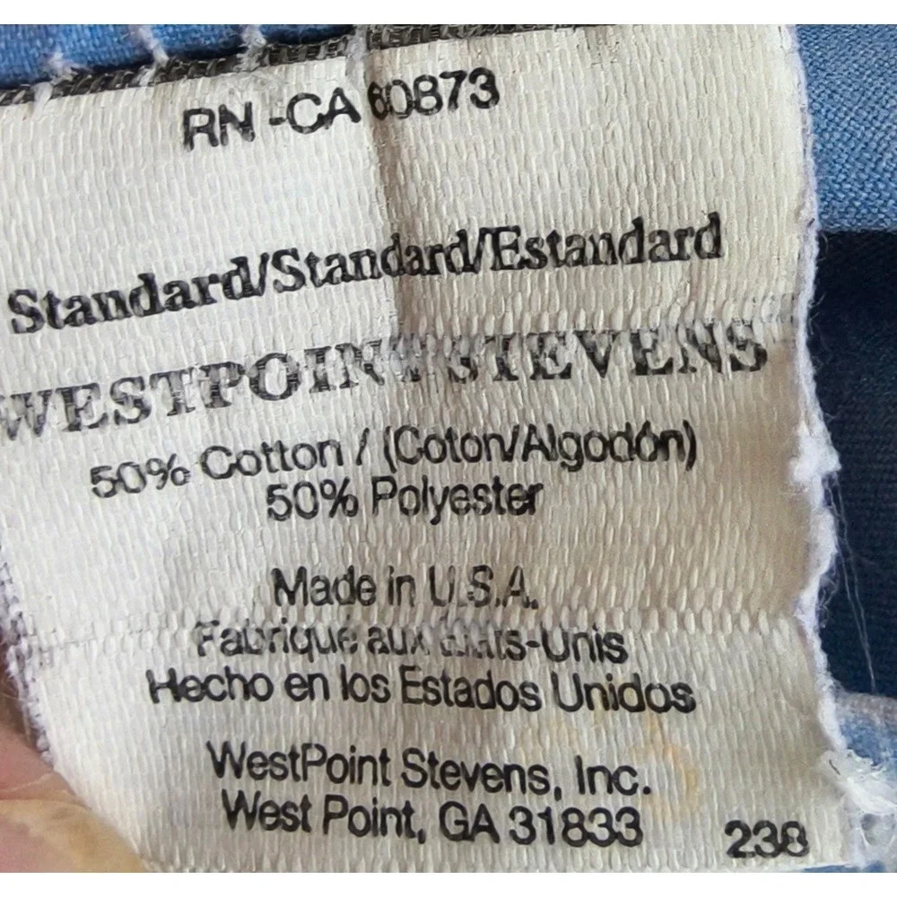 Vintage WestPoint Stevens Sheet Set Queen Blue White Floral Toile USA Made 4pc